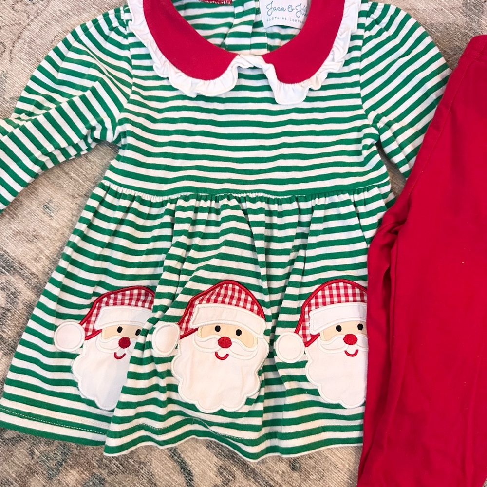 Green and Red Striped Santa Set